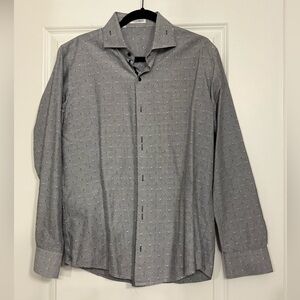 NaraCamicie Made in Italy Men's XL Geometric Star Micro-Pattern Button Down